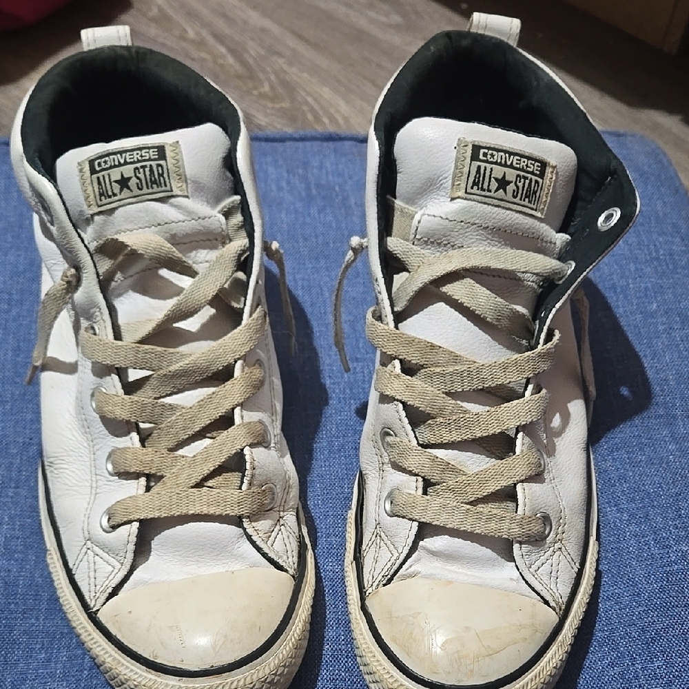 Converse All Star White Leather High-Top Sneakers